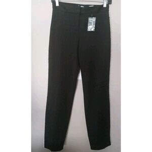 Express Women Black Stretch Pearl Detail Stretch Ankle Trousers‎ Pants Size XS